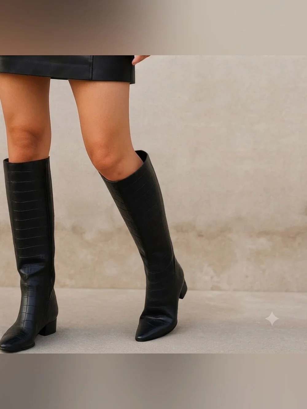 Gianni Bini Black Croc-Embossed Over-The-Knee Boots